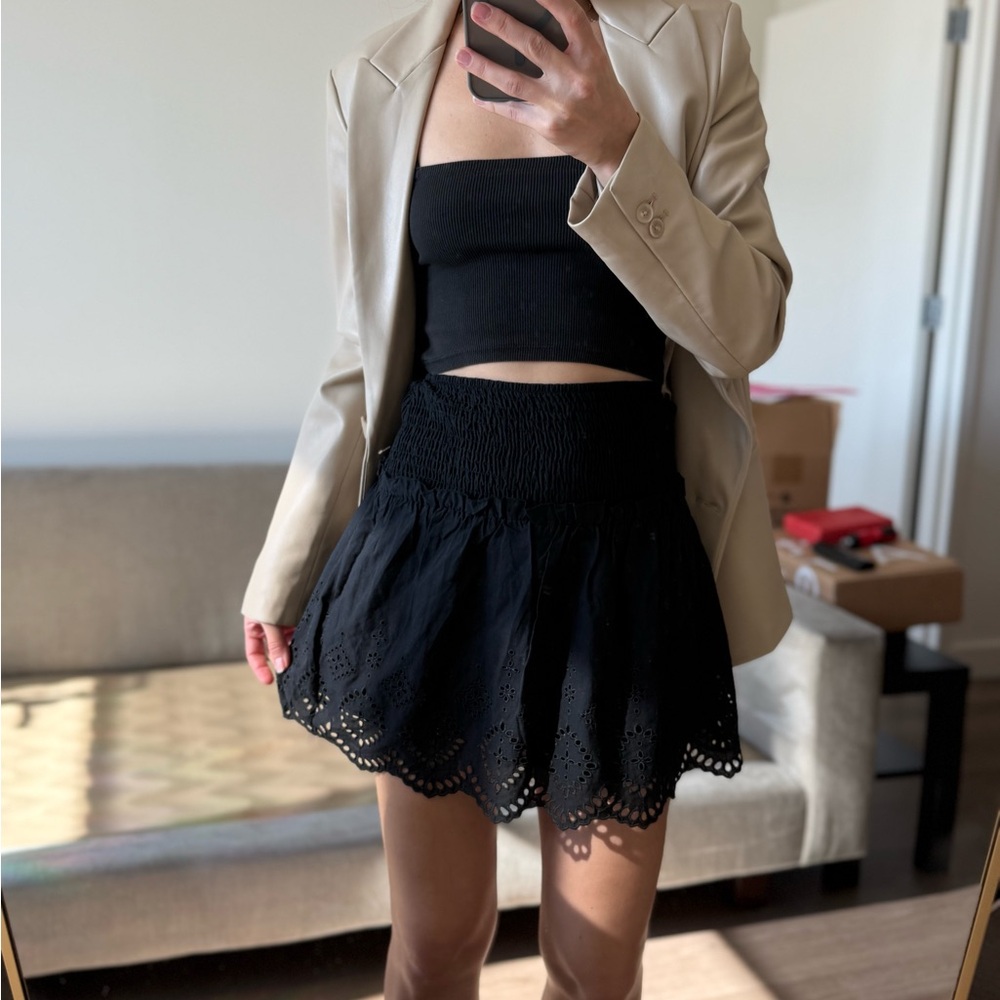 Zara Black Eyelet Short Skirt XS